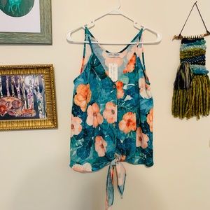 Green Hawaiian Floral Tank Top